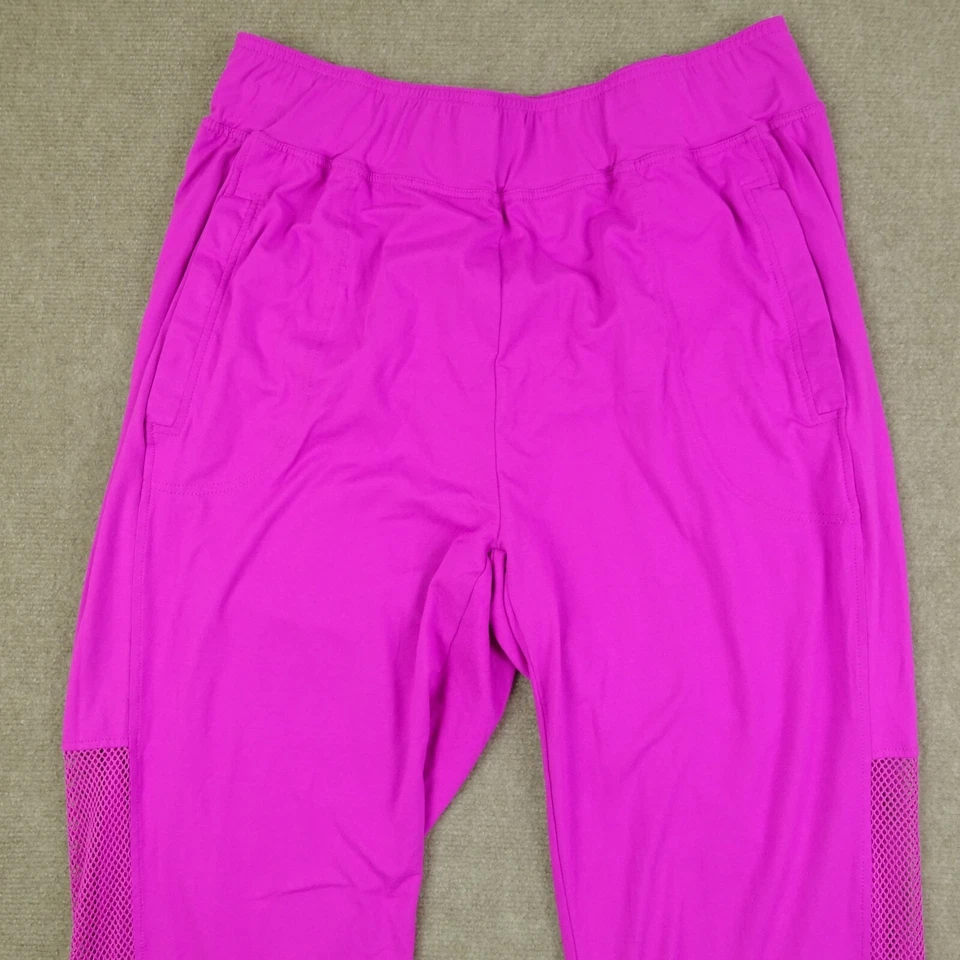 Just Be Free Women's 2XL Fuchsia Purple Elastic Waist Stretch Capri Pants Mesh  - Image 2 of 4