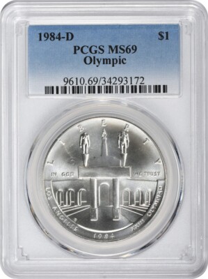 1984-D Olympic Silver Commemorative Dollar MS69 PCGS Mint State 69