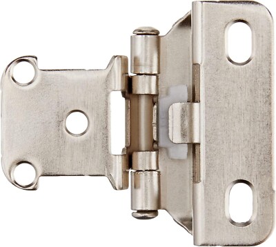 Amazon Basics 1/2 inch Satin Nickel Self Closing Cabinet Hinge - 50 pieces
