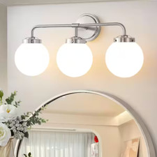 Deyidn 22.5 in. 3-Light Nickel Bathroom Vanity Light with Opal Glass Shades