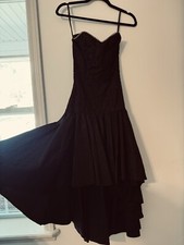 Vintage 80s black Strapless lace party Prom dress size 3/4 Small Jolie Madame