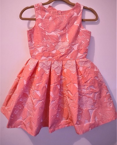 Kids Girl Pink/Coral Fit & Flare Back Bow ❤️ Dress - Party Wedding Easter Size 6 - Picture 2 of 7