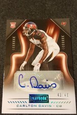 2018 PLAYBOOK CARLTON DAVIS AUTO BLUE PARALLEL ROOKIE RC #43/49 *BUCCANEERS*NRMT