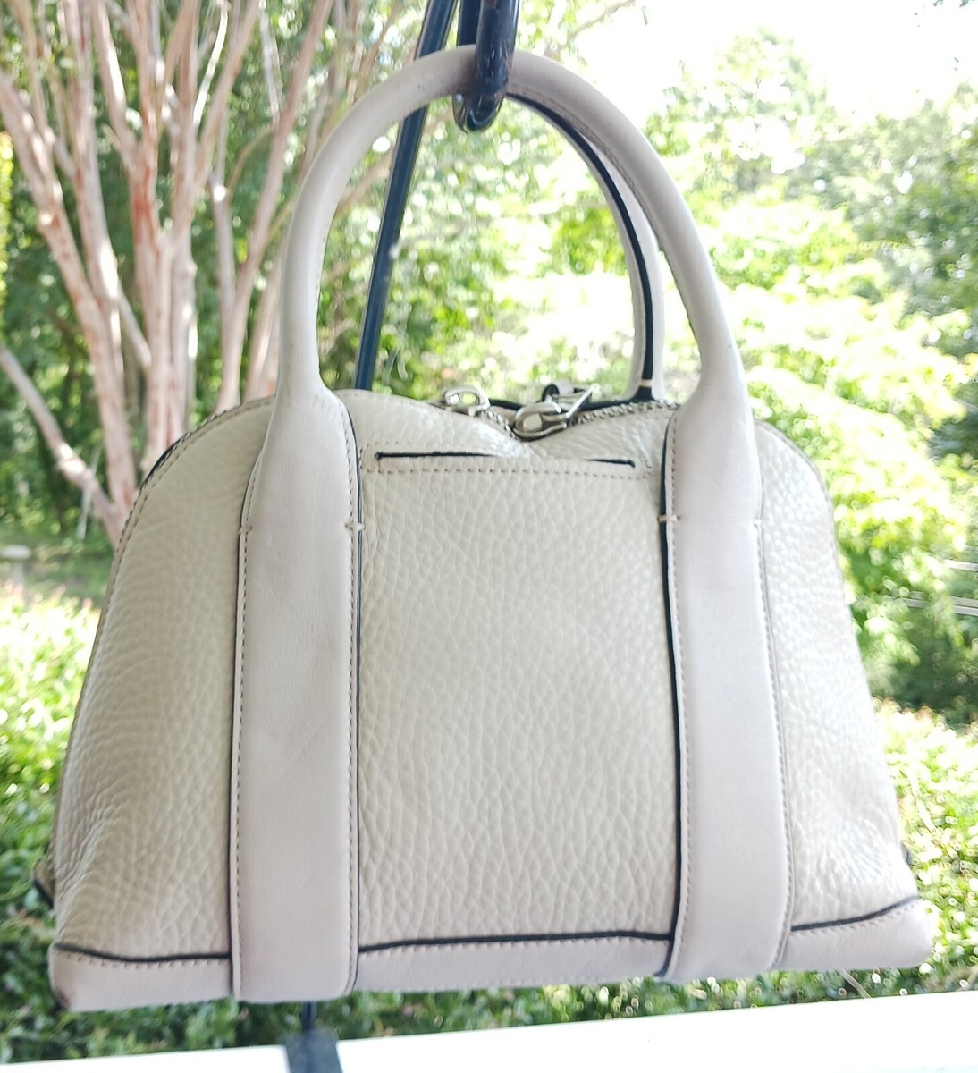 Coach 30143 Bleecker Medium Beige Buffalo Pebbled Leather Satchel