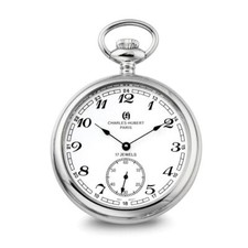 Charles Hubert Stainless Steel Open Face Pocket Watch