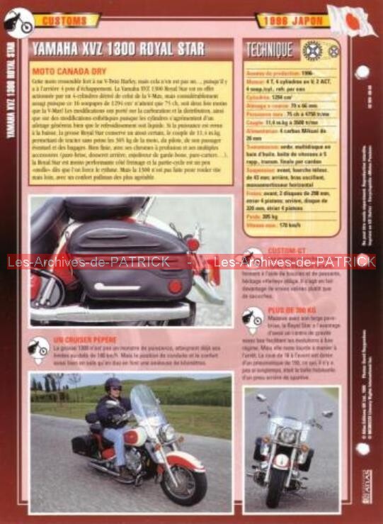 YAMAHA XVZ 1300 Royal Star XVZ1300 1996 (1996-2000) : Fiche Moto