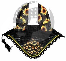 SUNFLOWER Horse Ear Bonnet/Net/Hood/Mask Fly Veil Breathable Cotton