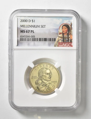 2000-D MS67 PL Millennium Set Sacagawea $1 NGC Special Label