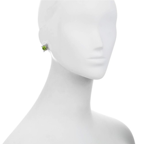Meher's Peridot, Tsavorite & White Zircon Gemstone Sterling Silver Stud Earring - Picture 2 of 2