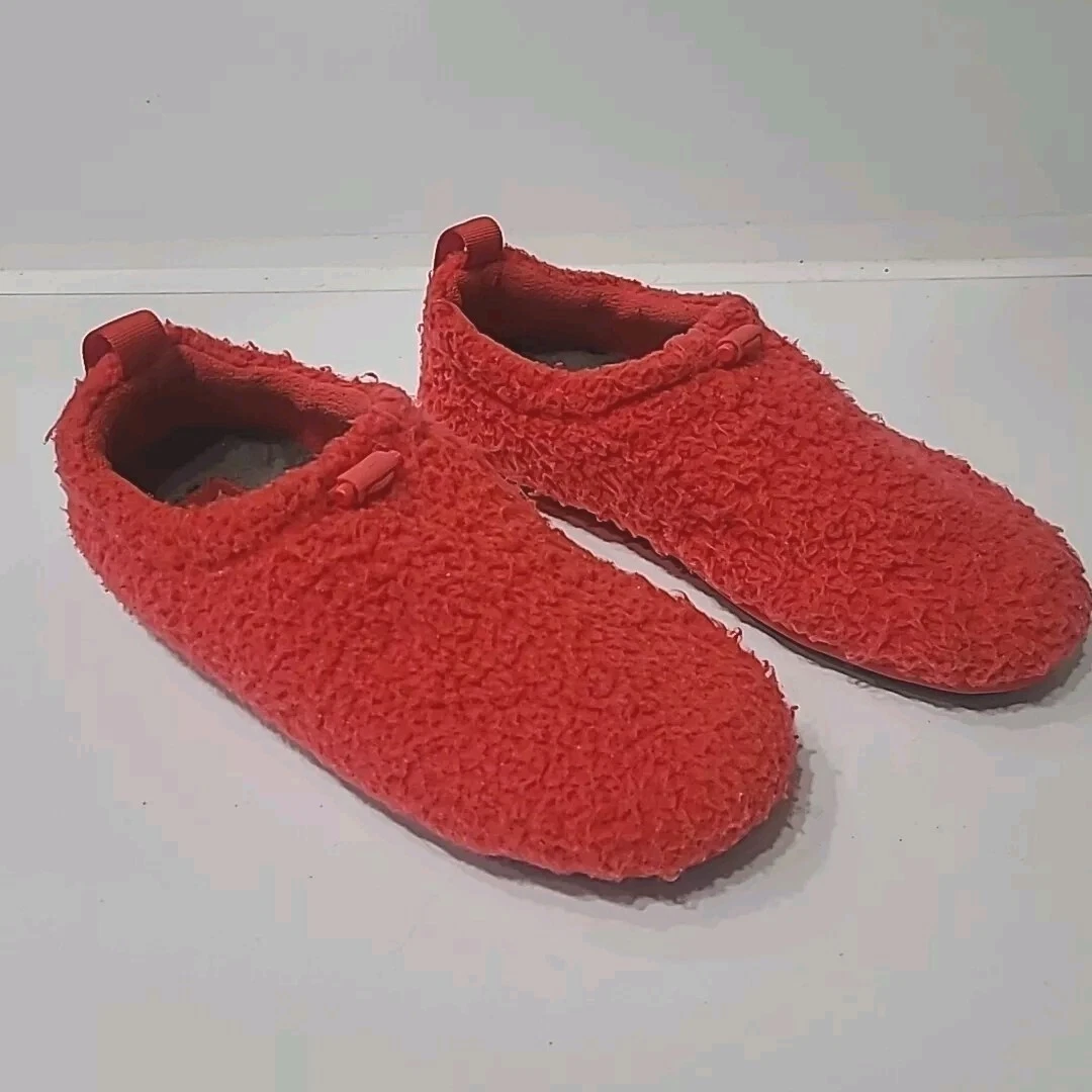 Scarpe pantofole UGG donna rosse suola in gomma shearling peluche taglia US 10