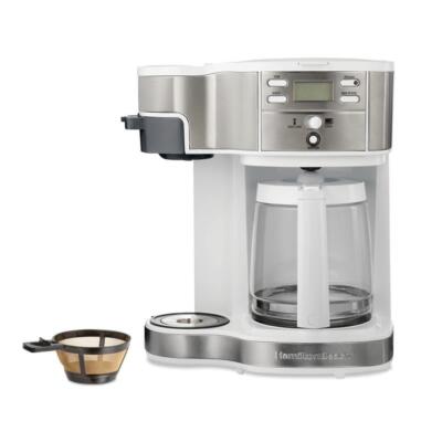 Hamilton Beach Drip Coffee Maker 12-Cup+ Automatic Shut-Off+Programmable White