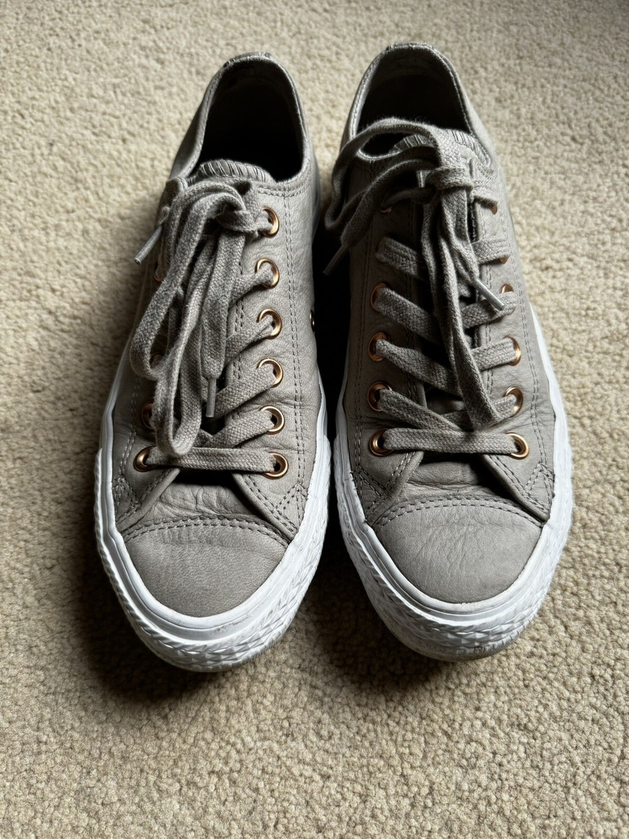 leather converse rose gold eyelets