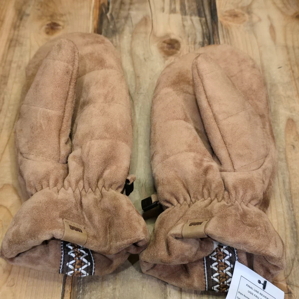 MITONES TASMAN UGG MUJER TALLA S/M CUERO GAMUZA FORRO DE PIEL SINTÉTICA ~ CASTAÑO Foto 3 de 4