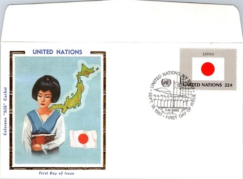 S07-8885, FLAGS OF UNITED NATIONS: JAPAN, COLORANO SILK FDC
