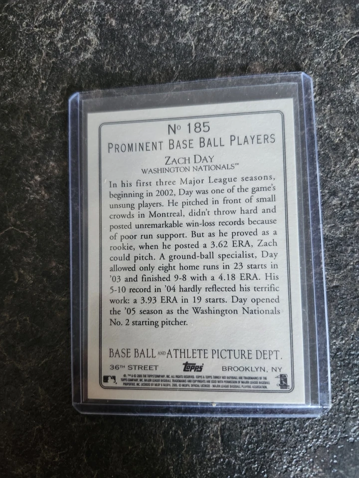 2005 Topps Turkey Red Base SP Zach Day Card# 185 - Image 2 of 2