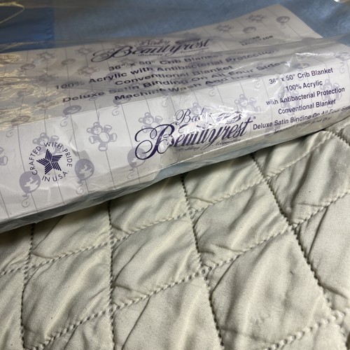 Vintage NOS Simmons Baby Beautyrest Light Blue Plush Crib Blanket 36 x 50 - Picture 5 of 6