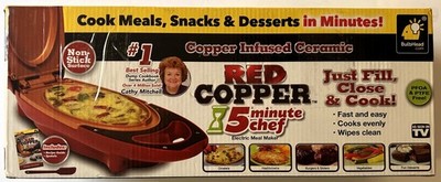 Copper Red 5 Minute Chef Electric Cooker Ceramic Nonstick Omelet Snack Maker