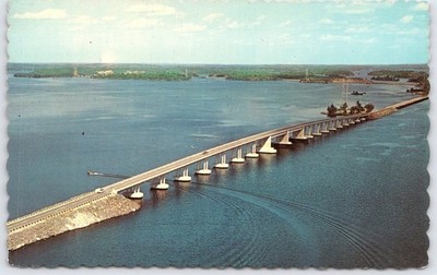 Vintage Noden Causeway Fort Frances Ontario Canada Postcard Scenic Bridge