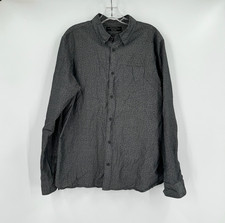 AllSaints Mens Gray Collared Long Sleeve Button Centralia Shirt Sz L