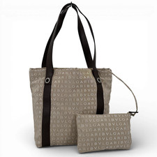 Borsa tote da donna originale BVLGARI Logomania Canvas KA728