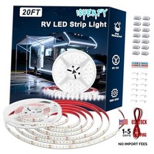 RV Awning LED Lights, 12V Camper Lights for Motorhome Travel 20FT White