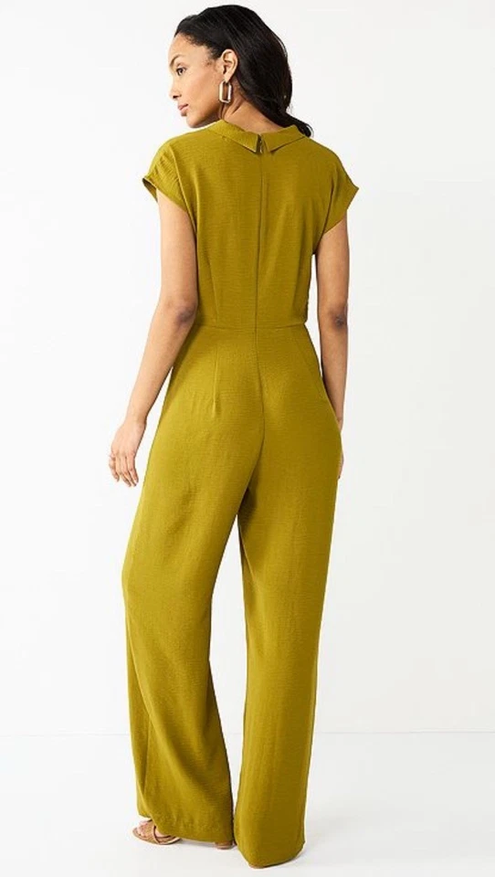 ¡NUEVO SIN ETIQUETAS! Mono Nine West amarillo verdoso con cremallera oculta. Talla grande Foto 2 de 4