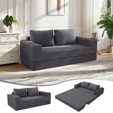 Futon Sofa Bed 4-in-1 Convertible Foldable Sleeper Loveseat Dark Grey COMAX