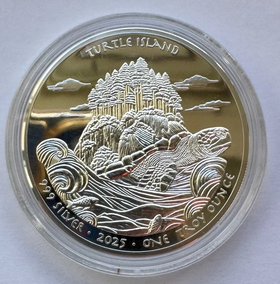 Moneda de plata 1 dólar Oglala Lakota 2025 US$ 1 Turtle Island Tortoise 1 OZ Foto 3 de 4
