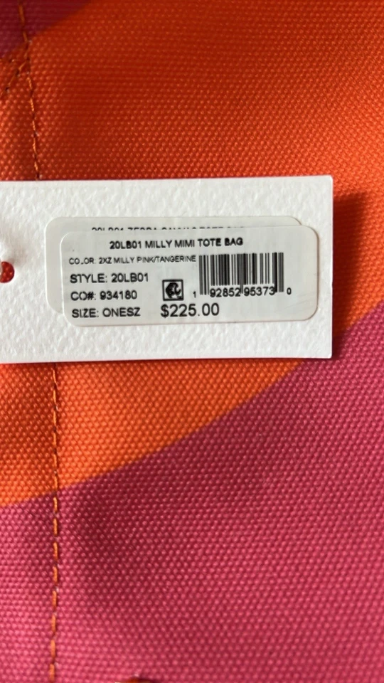 Bolso de lona de algodón rosa naranja Milly Cabana nuevo con etiquetas Foto 3 de 4