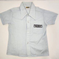 Vtg. 70s Durable Press Continental Trailways Child Size 5 Button Up Blue Unique