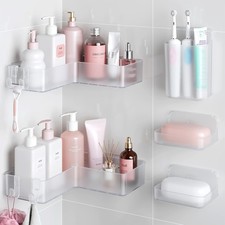 Adhesive Corner Shower Caddy, Clear, 5 Pieces