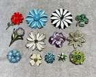 12 Vintage Big Enameled Flowers Costume Jewelry Pins Brooches PARK LANE Gerry’s