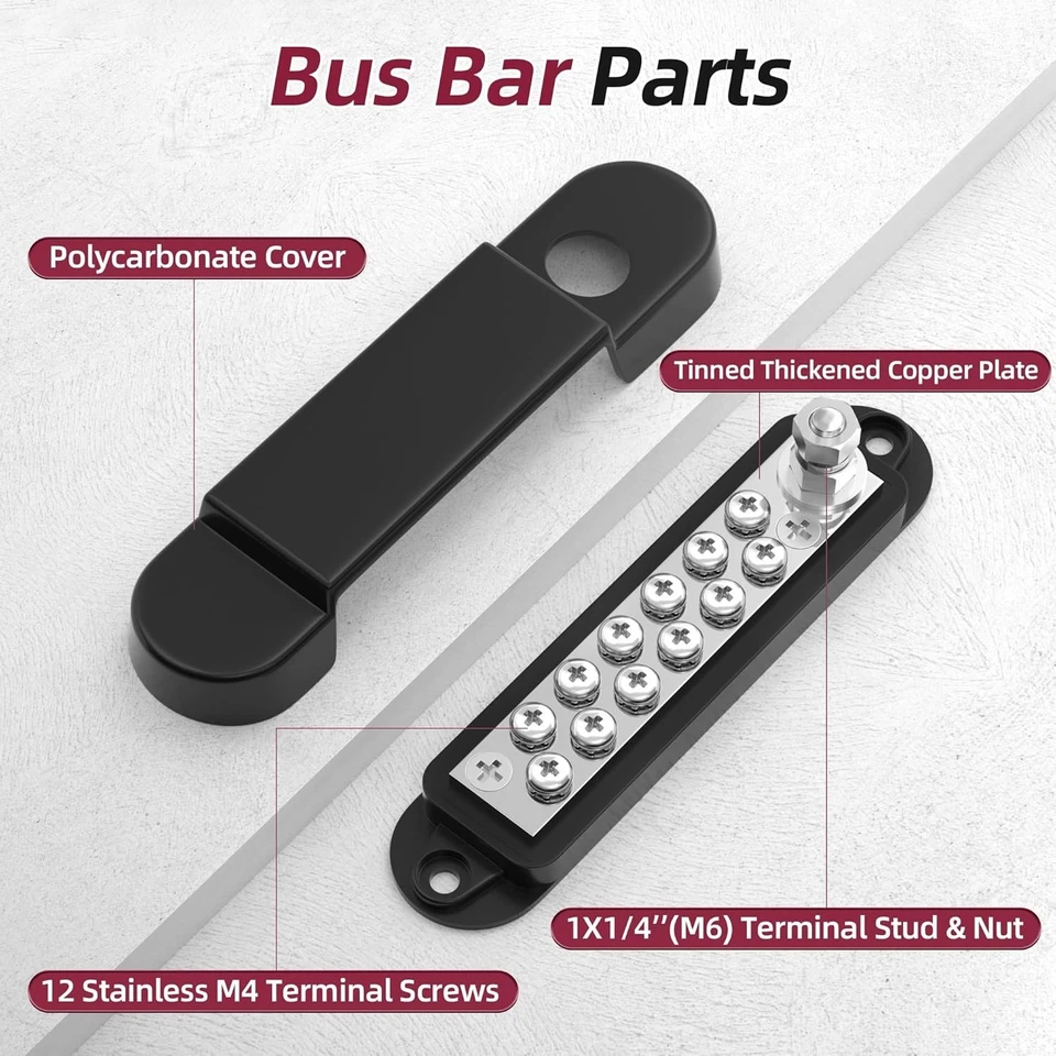 12V 150A Marine Bus Bar with 24 Contacts - Reliable Power Distribution Solution - Image 4 of 4