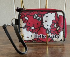 A Rare Vintage 2011 Sanrio Hello Kitty Face Print Canvas Wristlet Wallet