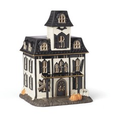 Vintage Halloween Light-Up House Figurine, 9.25-Inch, Porcelain Haunted House...