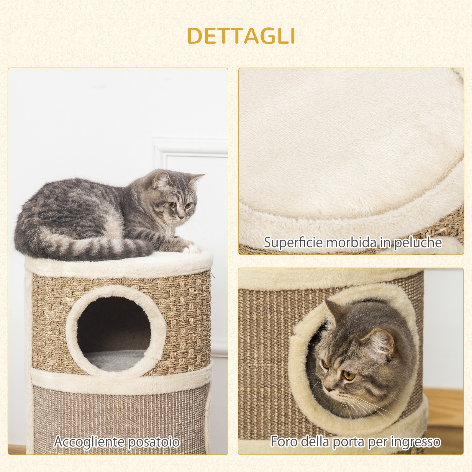 Casetta Tiragraffi per Gatti con 3 Nicchie foto 5