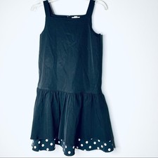Crewcuts girls black sleeveless polka dot ruffled bottom dress 10