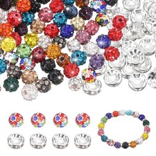 100 Pcs 6mm Rhinestone Spacer Beads for Jewelry Making, Mixed Color