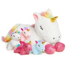 5 Pieces Toys Stuffed Animals for Girls, 1 Mommy with 4 Babies, Soft Unicorn