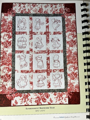 Precious Sunbonnet Quilts Applique Red Work Spiral Bound PB Betty Alderman - Picture 4 of 12