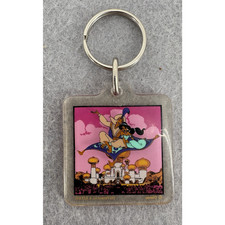 Vintage Disney Aladdin w/ Princess Jasmine 2-Sided Keychain Key Ring 90s