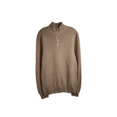 Artefact Mens Large Light Brown Barrett Modern Textured 1/4 Zip Sweater