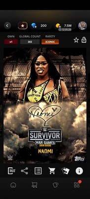 Topps WWE SLAM *DIGITAL* - Survivor Series Black Signature - Naomi