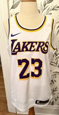 Nike LeBron James Los Angeles Lakers White Swingman Jersey Mens Medium 44