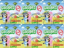 Goodies Bluey Kids Banana Strawberry Apple Pouches - 4x100g each Pack of 6