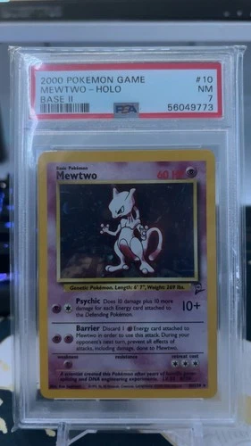 2000 POKEMON BASE SET 2 #10 MEWTWO-HOLO PSA 7