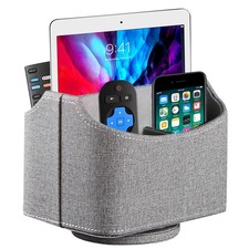 360 Rotating Remote Control Holder, PU Leather TV Remote Caddy Organizer B