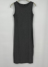 Boohoo Womens Dress Large Gray Sheath Business Casual Knit Bodycon Sleeveless