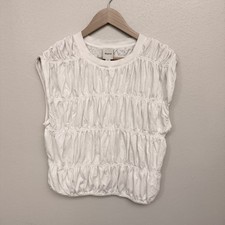 Anthropologie Maeve Top Shirt white Shirred T...