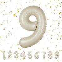 Geburtstag Zahlen Luftballon 9 Jahre | Beige Folienballon 9 XXL -Riesen Folienba
